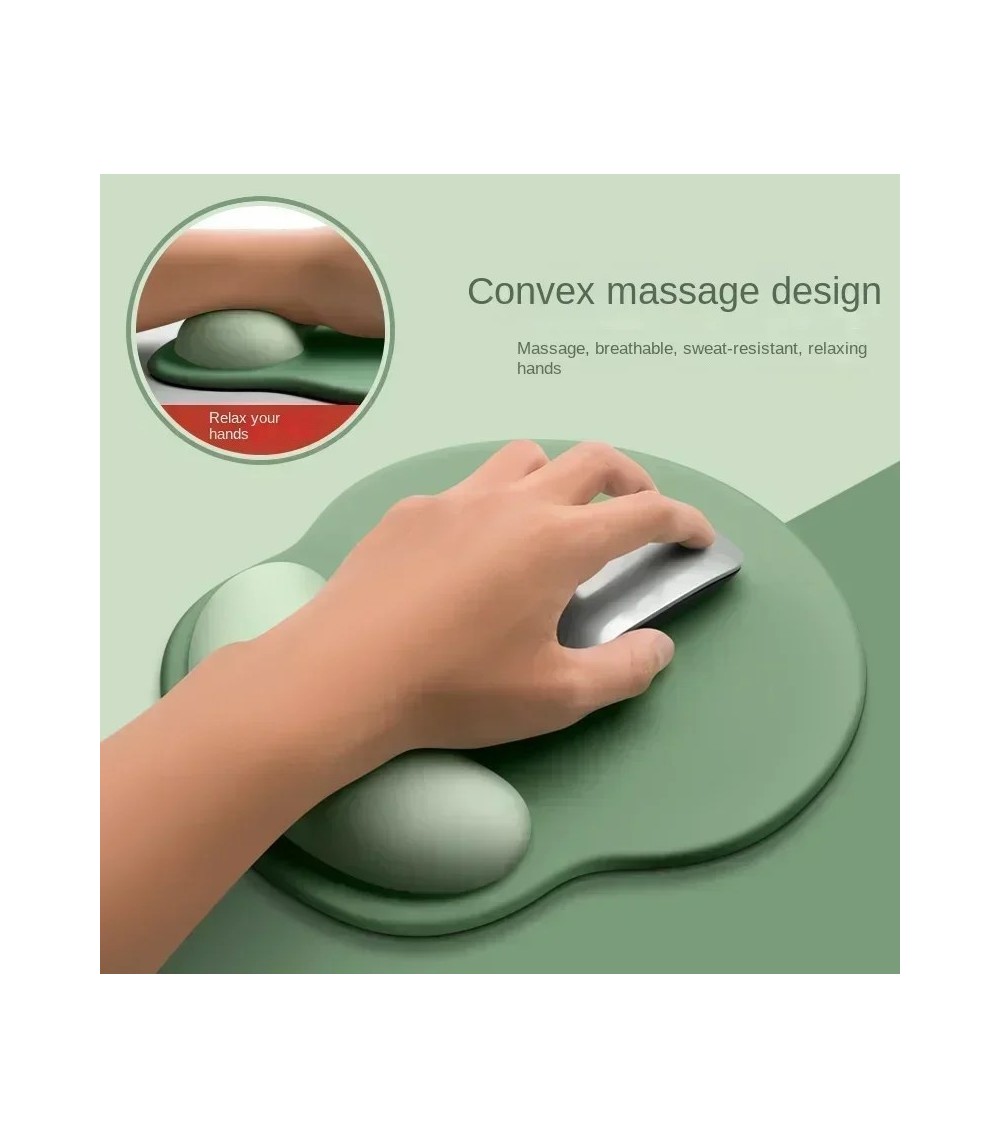 Mint Green Gradient Silicone Mouse Pad With Wrist Support 250 × 220 × 18 mm