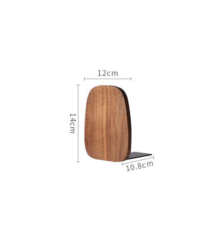 Black Walnut Solid Wood Bookends 12 × 14 × 10.8 cm – Non-Slip Book Holder