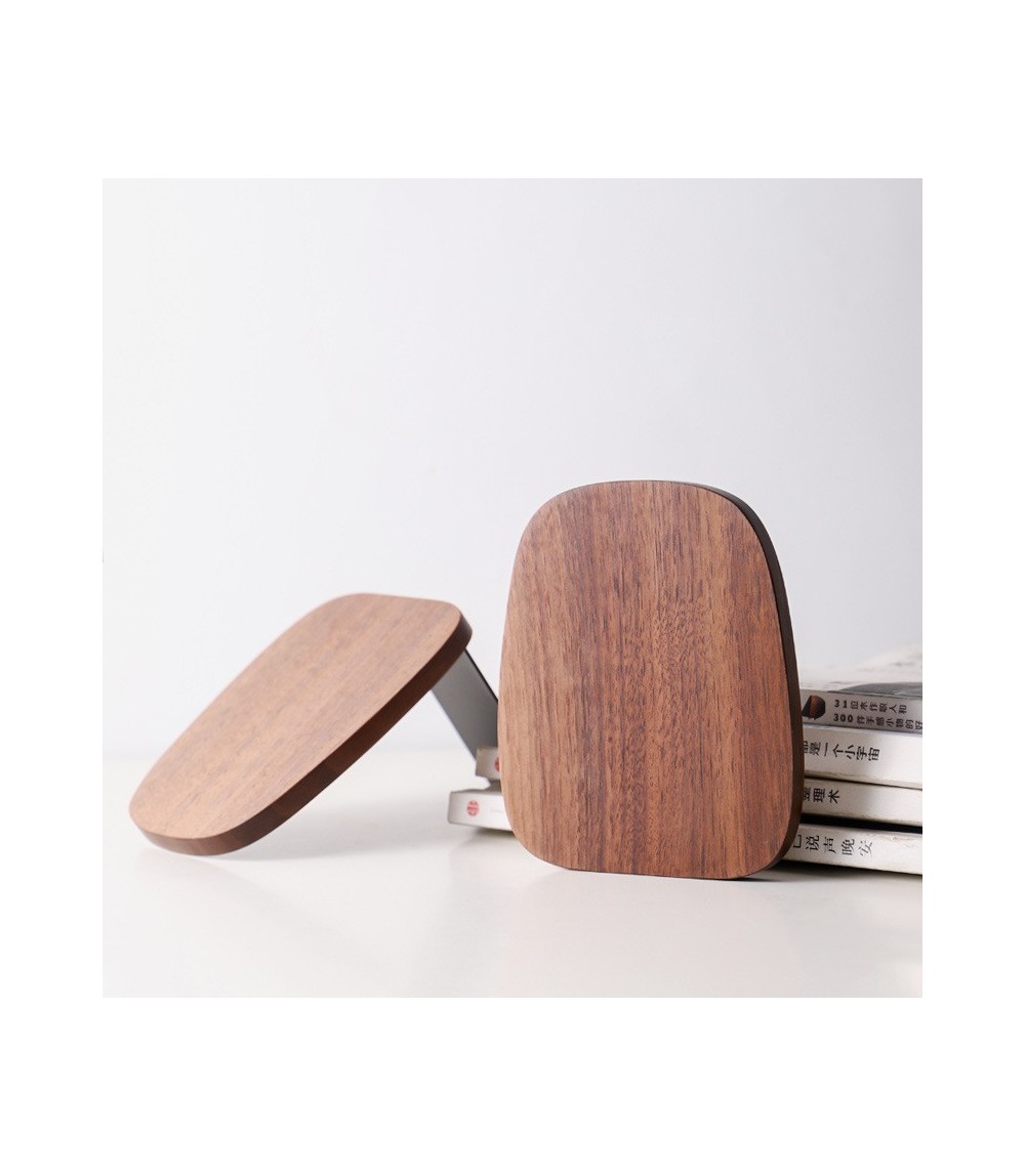 Black Walnut Solid Wood Bookends 12 × 14 × 10.8 cm – Non-Slip Book Holder