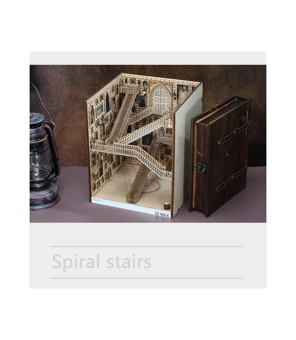 Spiral Staircase Wooden Book Nook Stand 260 × 224 × 217 mm – Decorative Bookshelf Bookends