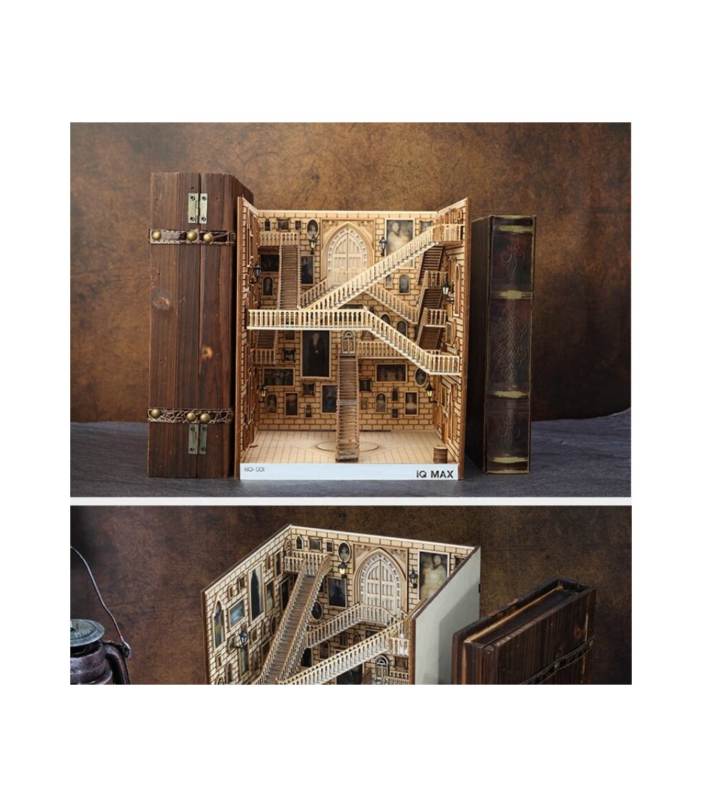 Spiral Staircase Wooden Book Nook Stand 260 × 224 × 217 mm – Decorative Bookshelf Bookends