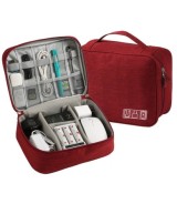 Red And Black Portable Tech Organizer Bag - Waterproof Storage Pouch