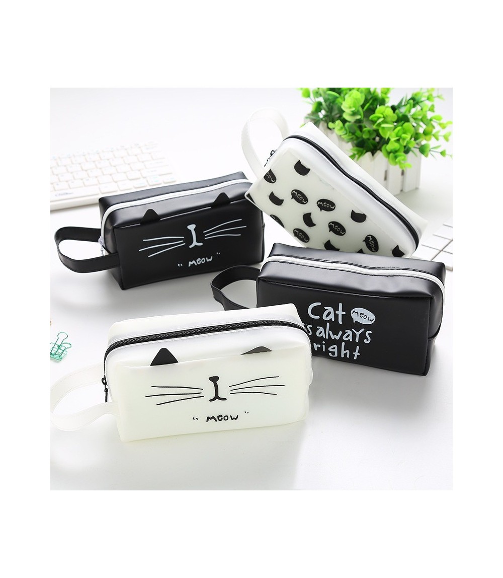 Black And White Cat's Kingdom Pencil Case 16.5 x 8.5 cm - Large Capacity Cartoon Cat Stationery Pouch