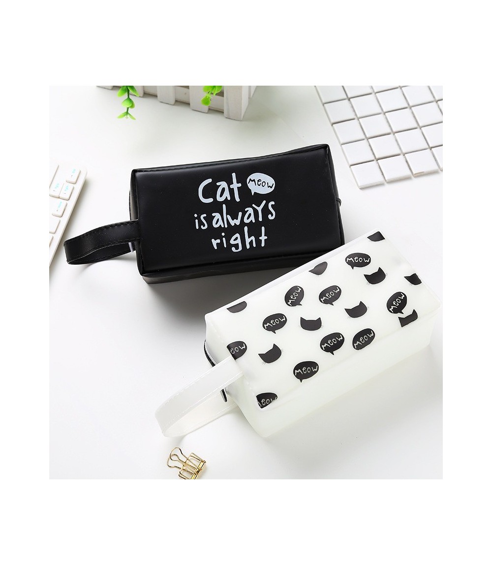 Black And White Cat's Kingdom Pencil Case 16.5 x 8.5 cm - Large Capacity Cartoon Cat Stationery Pouch
