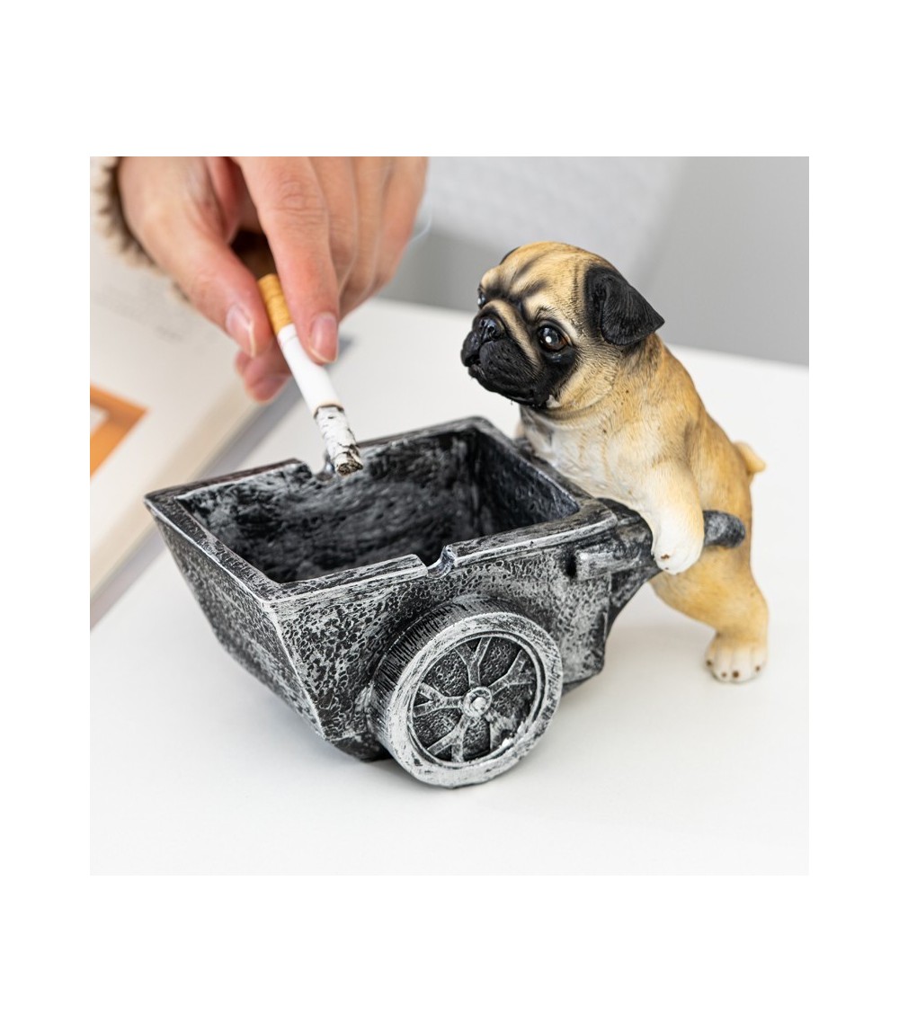 Cute Puppy Resin Ashtray 16.5 x 12cm - Decorative Tabletop Ash Holder For Office
